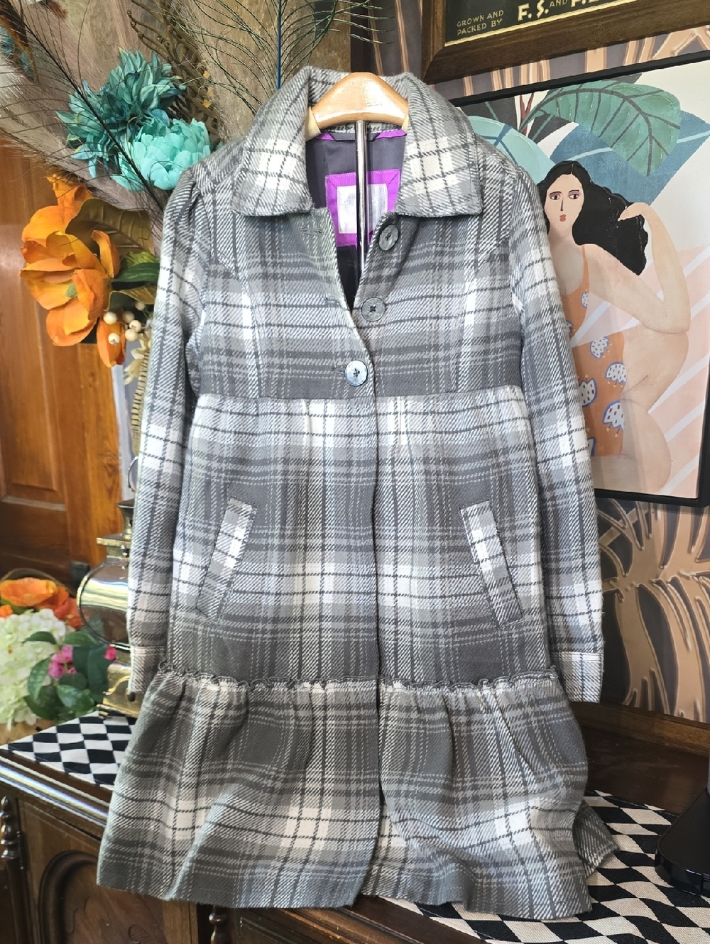 Justice 10 Paid Ruffle Pea Coat Dress Jacket